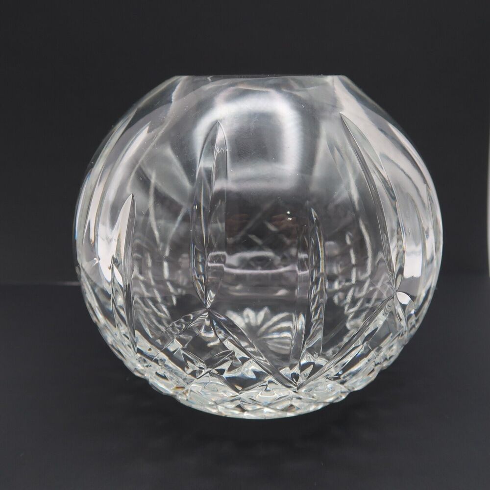 Tipperary Hand Cut Lead Crystal Rose Bowl Vase Ireland Signed 4” Tall Vintage